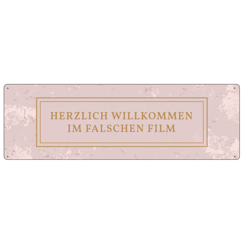 METALLSCHILD Blechschild HERZLICH WILLKOMMEN IM FLASCHEN FILM lustige Sprüche Haustür GOLDEN BERRY