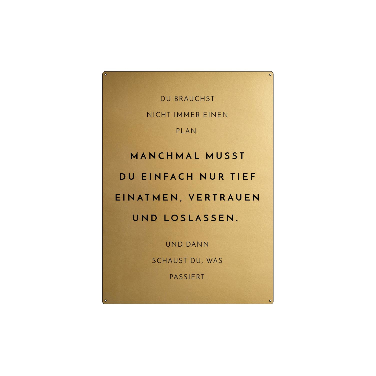 30x22cm GOLD Wandschild DU BRAUCHST NICHT IMMER EINEN PLAN Vertrauen