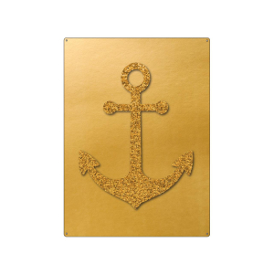 30x22cm GOLD Wandschild ANKER GOLD Maritim Meer...