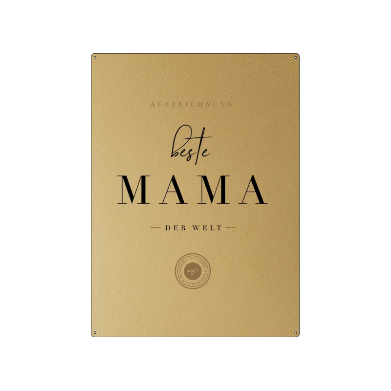 30x22cm GOLD Wandschild AUSZEICHNUNG BESTE MAMA DER WELT Gold Optik Geschenk Mutter