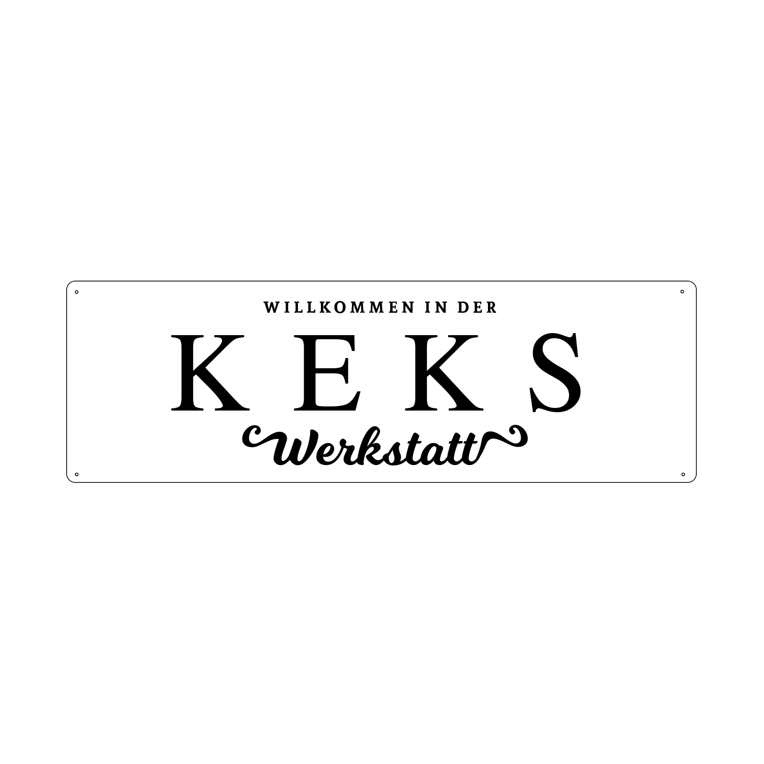 METALLSCHILD Blechschild WILLKOMMEN IN DER KEKSWERKSTATT Weihnachten Küche Backen