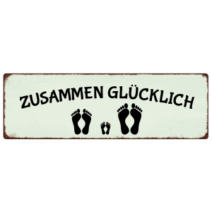 METALLSCHILD Blechschild ZUSAMMEN GLÜCKLICH FAMILIE...
