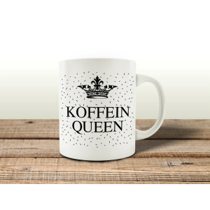 TASSE Kaffeetasse mit Spruch KOFFEIN QUEEN Krone...
