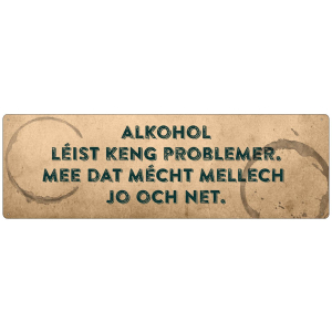 METALLSCHILD Blechschild ALKOHOL LEIST KENG luxemburgisch