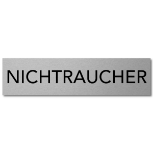 Interluxe Türschild Nichtraucher Schild aus Aluminium, selbstklebend, 200x50x3mm modernes Schild als Hinweisschild für Besucher, Mitarbeiter, Gäste, Kunden