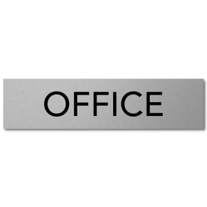 Interluxe Türschild Office 200x50x3mm, Schild aus Aluminium, selbstklebend und wiederablösbar, für das Büro, Home-Office oder Geschäft, Werkstatt, Lager