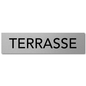 Interluxe Türschild Terrasse 200x50x3mm, Schild aus Aluminium, selbstklebend für Restaurant, Hotel, Gaststätte, Pension, Ferienhaus