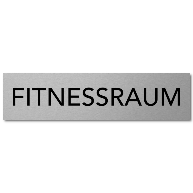 Interluxe Türschild Fitnessraum Schild, 200x50x3mm, selbstklebend im modernen Aluminium-Look für den Sportraum im Hotel, Ferienhaus, Wohnhaus