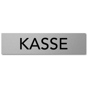 Interluxe Türschild Kasse 200x50x3mm, Schild aus Aluminium für den Verkauf, Hinweisschild für Kunden selbstklebend und wiederablösbar