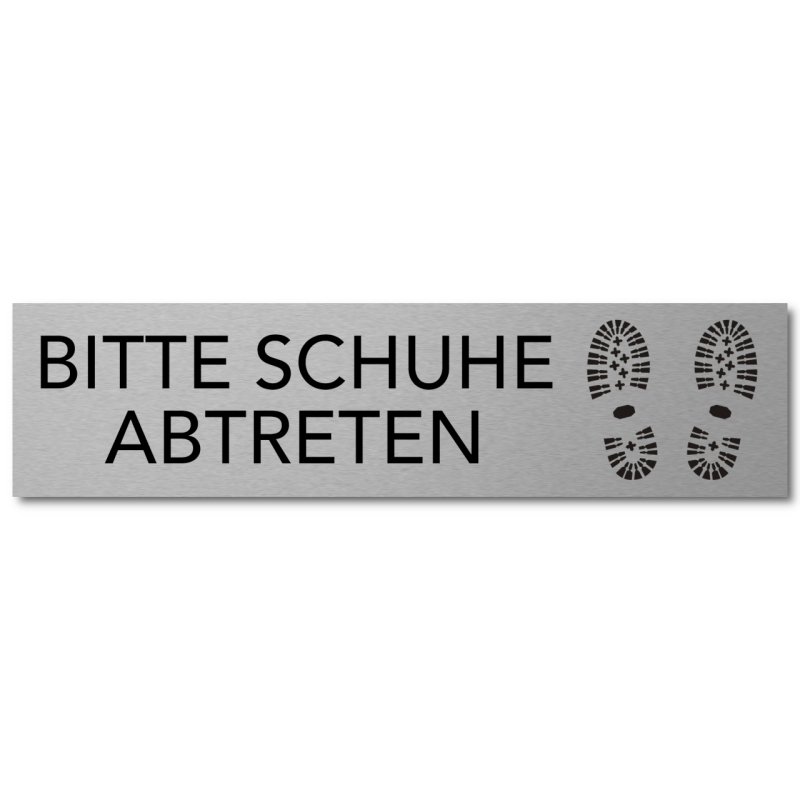 Interluxe Türschild Bitte Schuhe abtreten 200x50x3mm, selbstklebendes Schild aus Aluminium für Haus, Wohnung, Büro und Werkstatt
