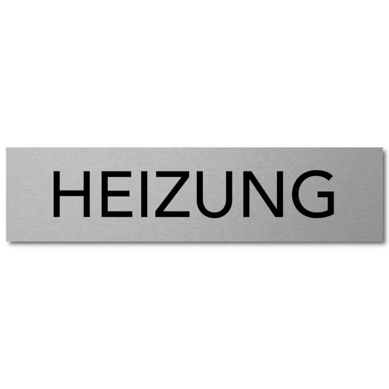 Interluxe Türschild Heizung 200x50x3mm, modernes Schild aus Aluminium, selbstklebend und robust für Heizungskeller und Heizungsraum