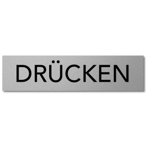 Interluxe Türschild Drücken 200x50x3mm, Schild aus Aluminium, selbstklebend und wiederablösbar für Wohnung, Haus, Büro, Firma und Geschäft