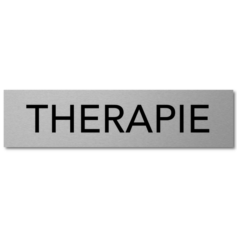Interluxe Türschild Therapie 200x50x3mm, Schild aus Aluminium, selbstklebend und wiederablösbar für Praxis, Physio, Krankenhaus,