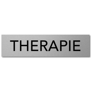 Interluxe Türschild Therapie 200x50x3mm, Schild aus Aluminium, selbstklebend und wiederablösbar für Praxis, Physio, Krankenhaus,