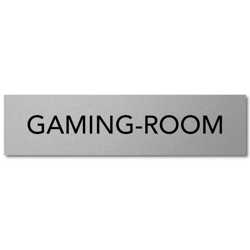 Interluxe Türschild Gaming-Room 200x50x3mm, Schild aus Aluminium, selbstklebend und wiederablösbar für Spielzimmer im Hotel, Ferienhaus