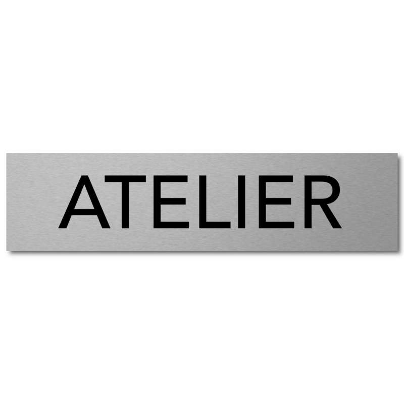 Interluxe Türschild Atelier 200x50x3mm, Schild aus Aluminium, selbstklebend und wiederablösbar, modernes Design