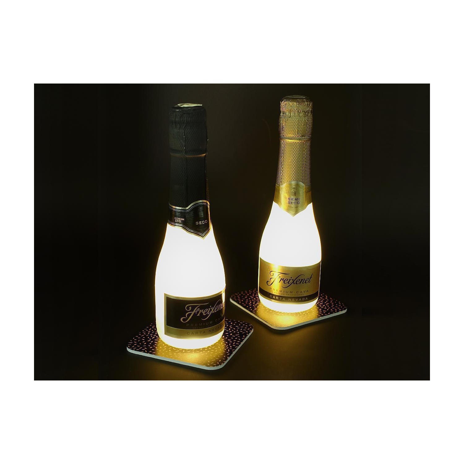 INTERLUXE leuchtender LED Untersetzer Karotten verbessern Sehkraft Champagner