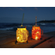 INTERLUXE LED Untersetzer - Shabby Holz verwittert weiss - leuchtende Glasuntersetzer für Cocktails