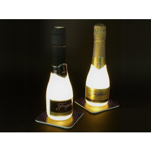 INTERLUXE LED Untersetzer - Kopf hoch sonst fällt das Krönchen - leuchtende Glasuntersetzer für Cocktails, Sekt, Prosecco