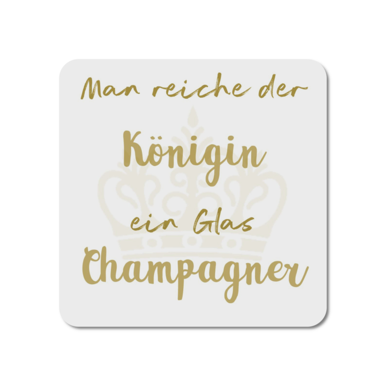 INTERLUXE LED Untersetzer - Man reiche der Königin ein Glas Champagner (gold) - leuchtende Tischdeko Partydeko