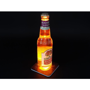 INTERLUXE Retro LED Untersetzer in Rost-Optik hochwertiger Getränkeuntersetzer mit Licht für Bier, Flaschenlicht für die Werkstatt oder Garage, cooles Geschenk