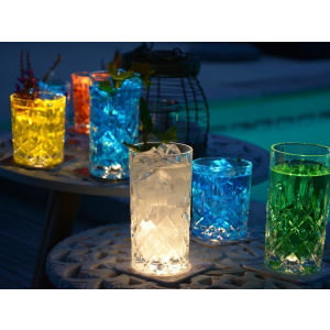 INTERLUXE LED Glasuntersetzer - Watercolor arctic - leuchtender Untersetzer als Tischdeko für die Gartenparty Boho