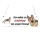 Interluxe Holzschild - Hier wohnt ein Schäferhund - Schild mit Spruch, Warnschild oder Hundeschild als Geschenk für Menschen mit Hund