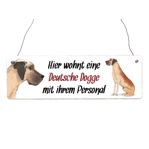 Interluxe Holzschild - Hier wohnt eine Deutsche Dogge -...