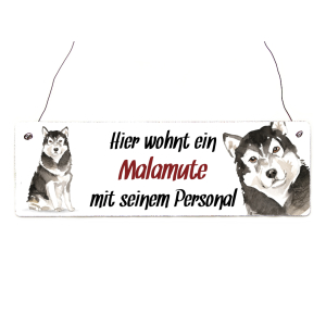 Interluxe Holzschild - Hier wohnt ein Malamute -...