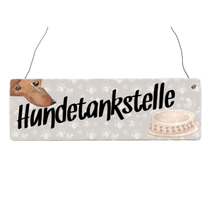 Interluxe Holzschild - Hundetankstelle (2)  - Türschild, Dekoschild, Schild als Geschenk für Menschen mit Hund