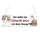 Interluxe Holzschild - Hier wohnt eine Sibirische Katze - Türschild, Dekoschild, Schild als Geschenk für Menschen mit Katze