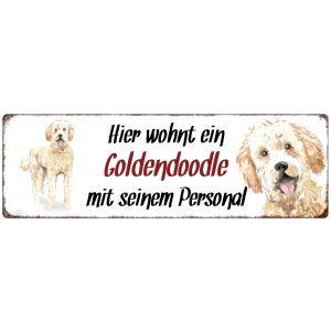 Interluxe Metallschild - Hier wohnt ein Goldendoodle -...