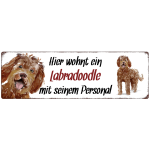 Interluxe Metallschild - Hier wohnt ein Labradoodle -...