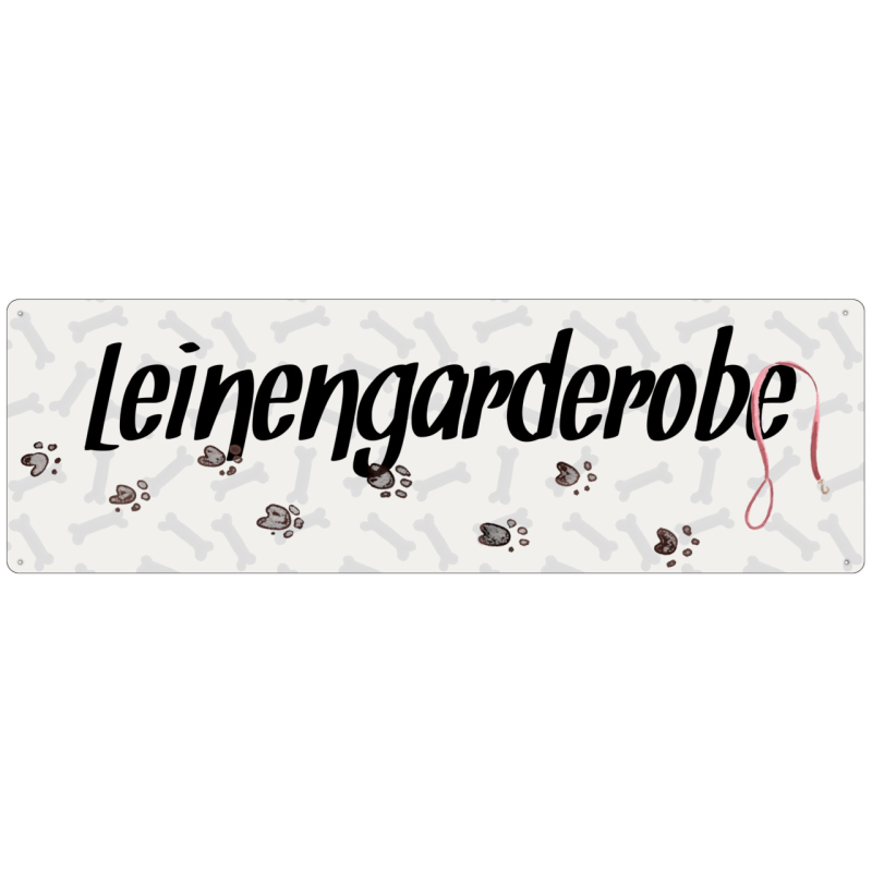 Interluxe Metallschild - Leinengarderobe - dekoratives Schild, Türschild, Blechschild als Geschenk für Menschen mit Hund