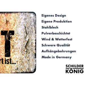 Schilderkönig Metallschild 28x20cm - Glücklich Geschieden - Schild zur Scheidung wetterfestes Ortsschild Ortstafel Wandschild