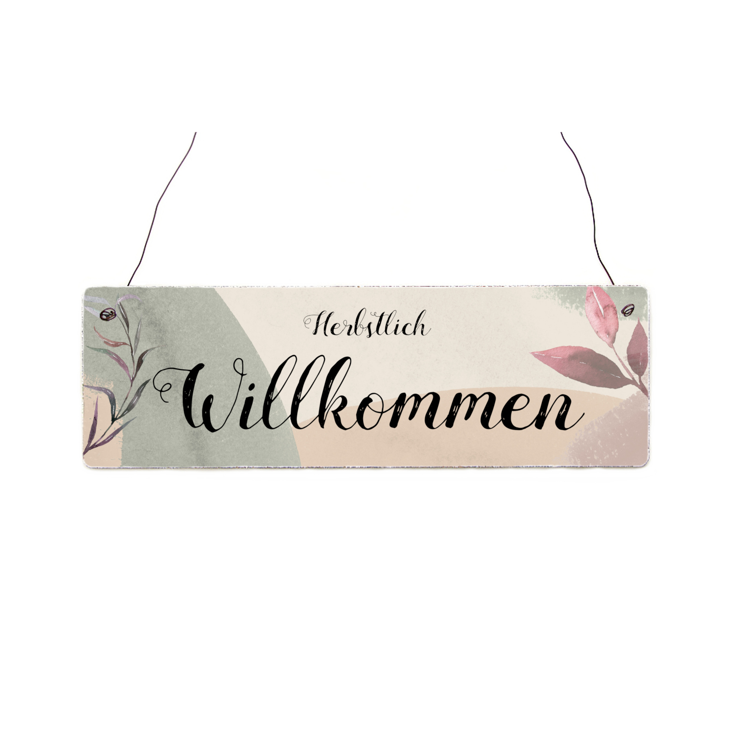 Interluxe Holzschild - Herbstlich Willkommen - dekoratives Türschild als Dekoration für den Herbst oder Herbstdeko für die Wohnungstür