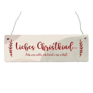 Interluxe Holzschild -   Liebes Christkind Ach was solls - Schild als Weihnachsdeko oder witziges Weihnachtsgeschenk