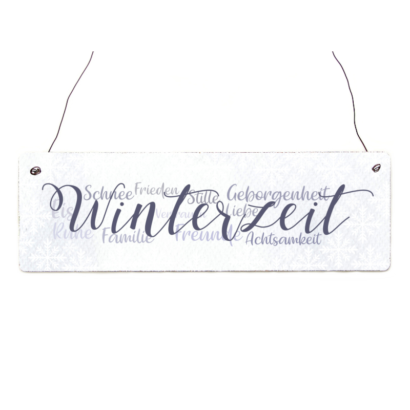 Interluxe Holzschild -  Winterzeit Familie - Schild als Weihnachsdeko Geschenkidee für Weihnachten