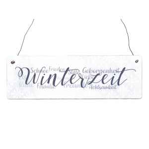 Interluxe Holzschild -  Winterzeit Familie - Schild als Weihnachsdeko Geschenkidee für Weihnachten