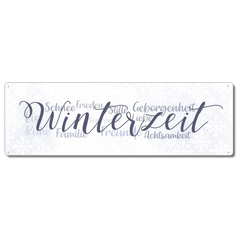 Interluxe Metallschild - Winterzeit Familie - Schild als Weihnachtsdeko oder Winterdekoration