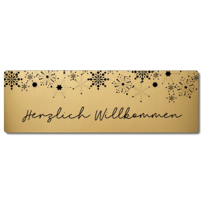 Interluxe GOLD Metallschild - Herzlich Willkommen Weihnachten - luxuriöses Schild als Weihnachtsdekoration oder Weihnachtsgeschenk