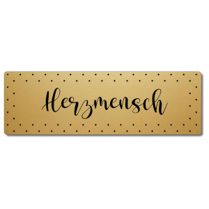 Interluxe GOLD Metallschild - Herzmensch - luxuriöses Schild als Geschenk für liebe Menschen, Freunde, Familie