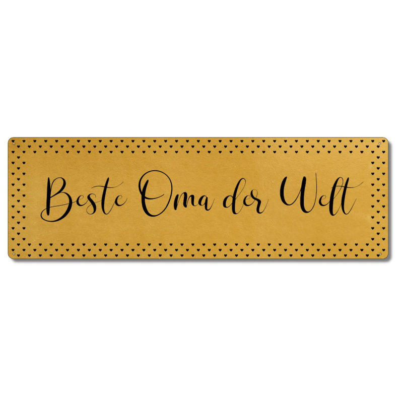 Interluxe GOLD Metallschild - Beste Oma der Welt - goldfarbenes Luxus- Schild für Omas als Geschenk für Geburtstag oder Weihnachten