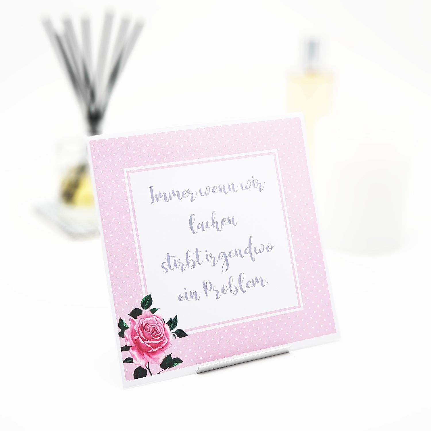Interluxe Duftsäckchen - Immer wenn wir lachen - Duft-Sachet mit Rosenmotiv im Shabby Landhaus Stil Gold Oudh