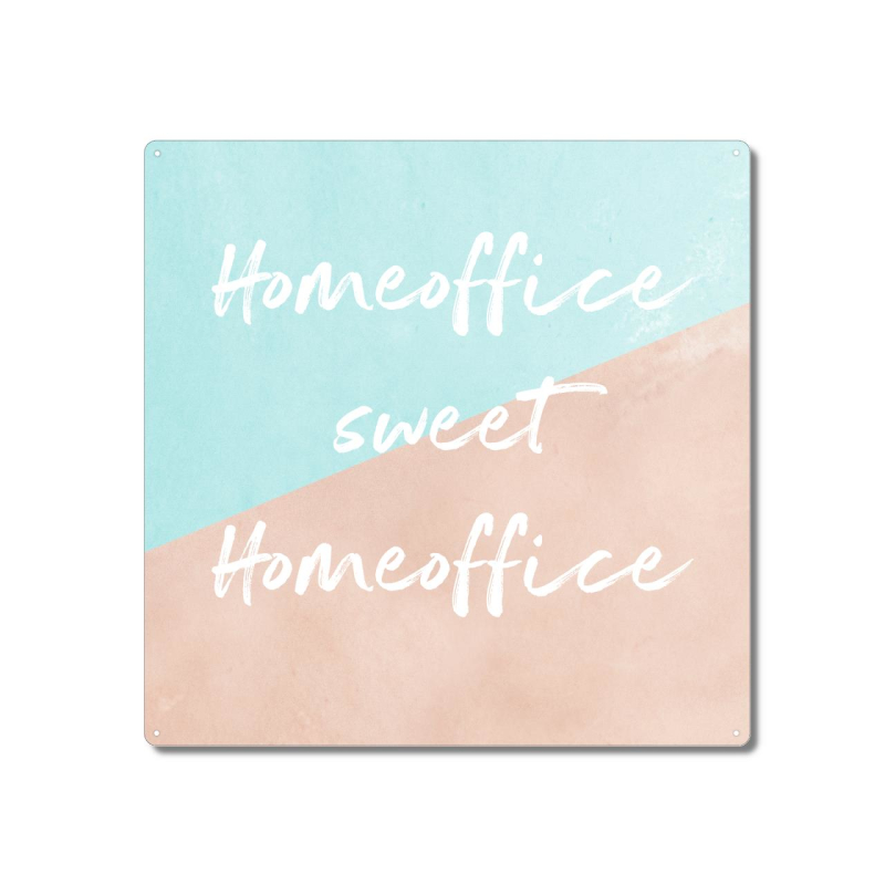 Interluxe Metallschild 20x20cm - Homeoffice sweet Homeoffice - Schild als Deko für Büro, Arbeitsbereich, Heimarbeit
