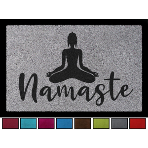 Interluxe Fußmatte mit Spruch - Namaste / Buddha - 40x60cm Fussmatte als Geschenk Yoga, Dankbarkeit, Respekt, Gruß Fuchsia