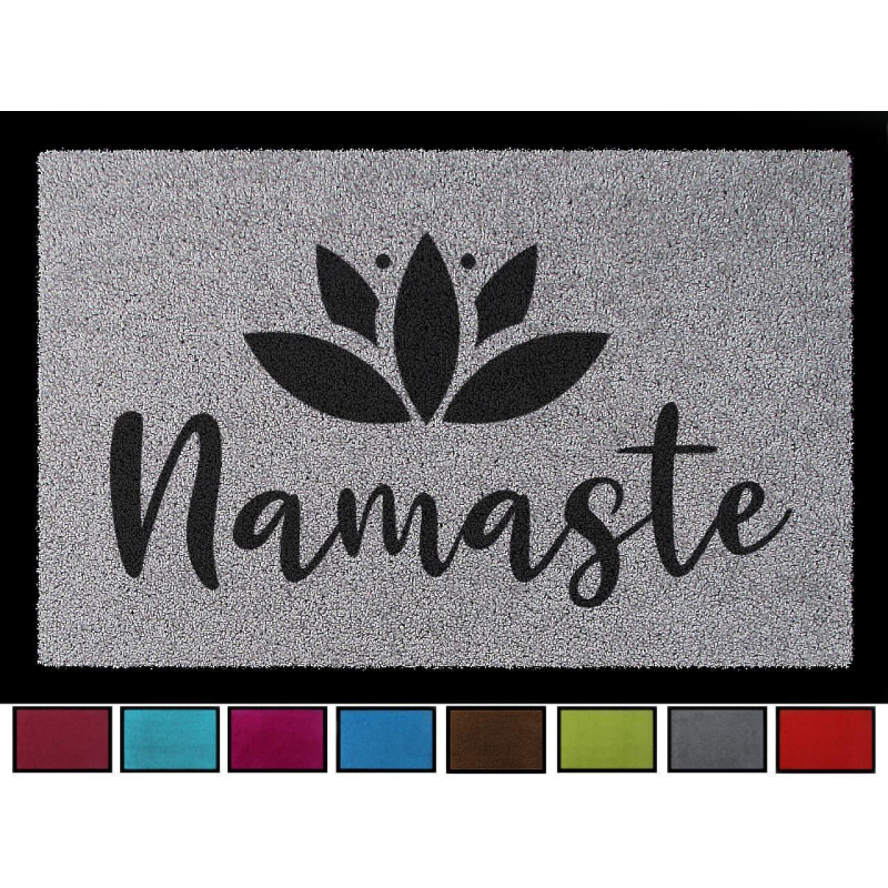 Interluxe Fußmatte mit Spruch - Namaste / Lotus - 40x60cm Fussmatte als Geschenk Yoga, Dankbarkeit, Respekt, Gruß