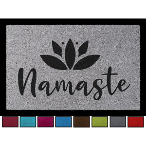 Interluxe Fußmatte mit Spruch - Namaste / Lotus - 40x60cm Fussmatte als Geschenk Yoga, Dankbarkeit, Respekt, Gruß Fuchsia