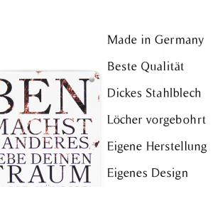 Interluxe Metallschild - In der Krise beweist sich der Charakter - Schilder mit Zitaten, wetterfest und hergestellt in Deutschland