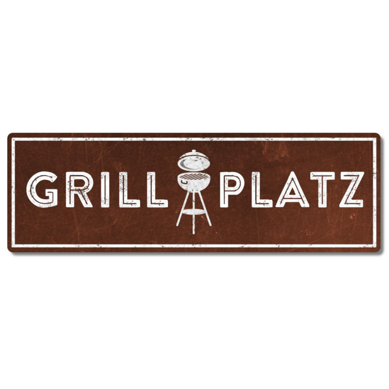 Interluxe Metallschild - Grillplatz BBQ - wetterfestes Schild für den Grill, hergestellt in Deutschland